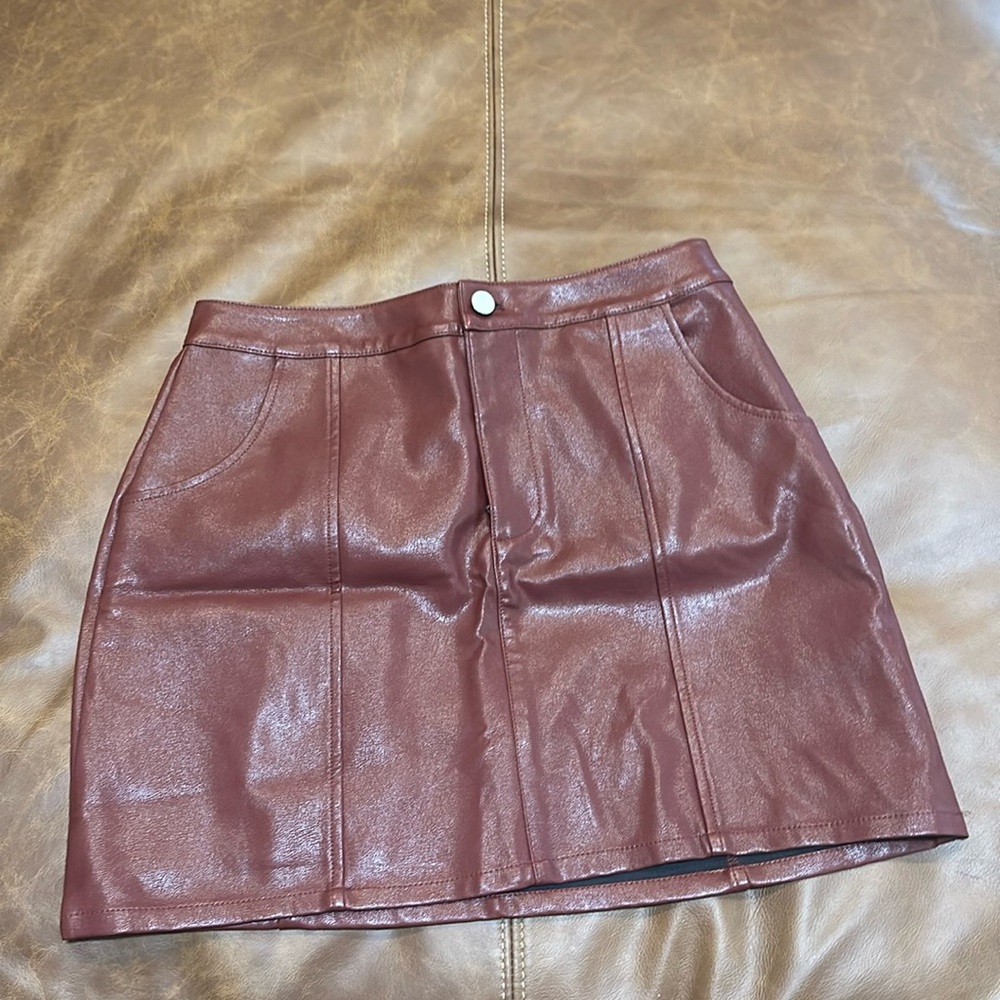 Boutique, maroon, faux leather, mini skirt